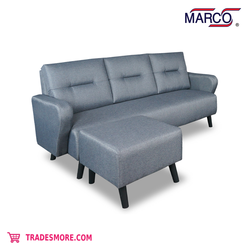 3+1 Stool Fabric Sofa Set with Zig-Zag Spring Dark Grey (No: AS-2002L-DB)