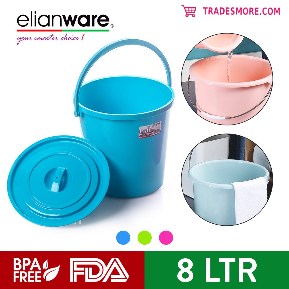 Elianware 4 ltr/ 6ltr / 8 ltr Water Pail Tong Air Baldi with Cover [Wholesale available]